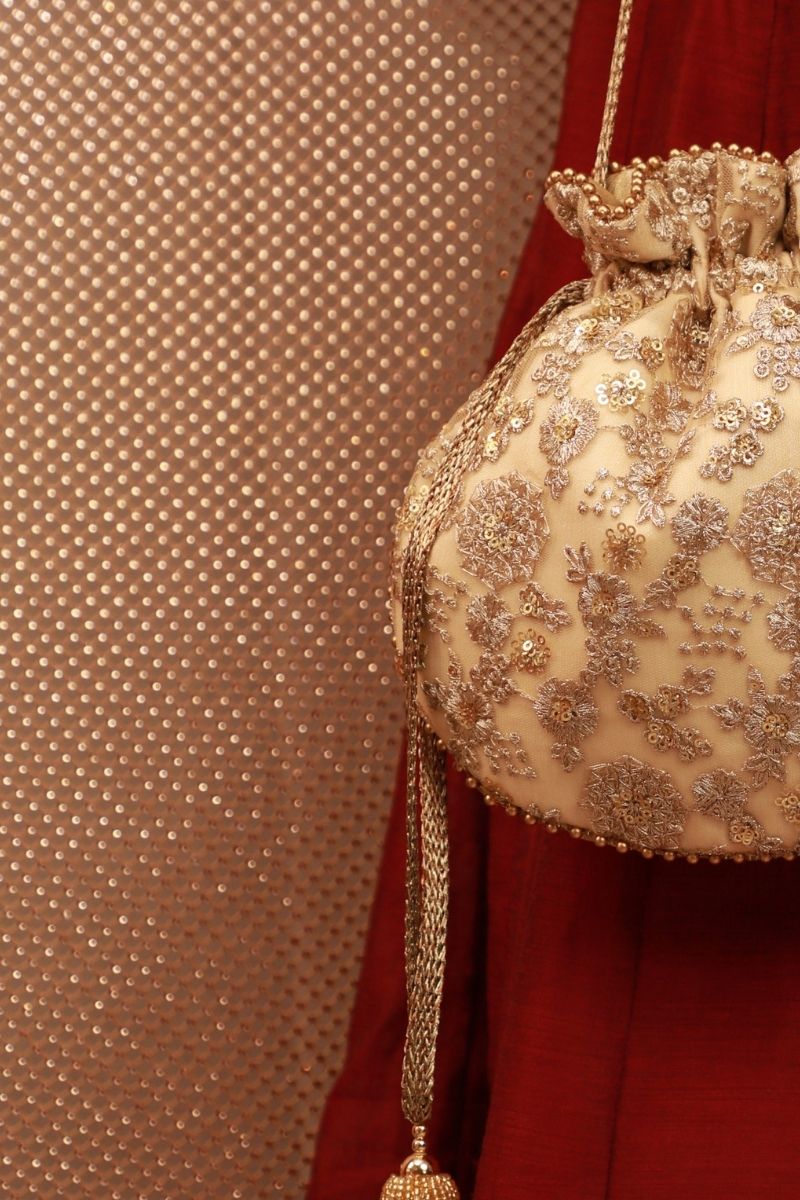 Ada Embroidered Potli - Gold