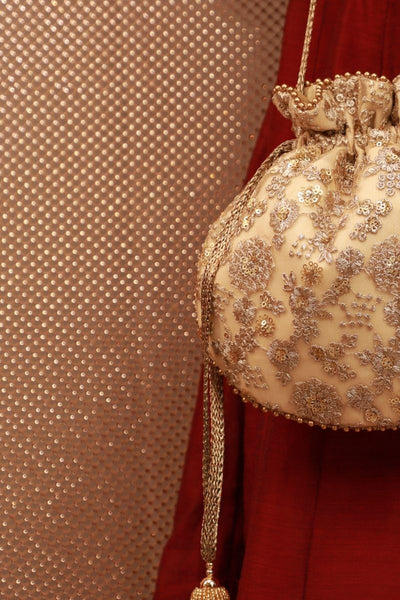 Ada Embroidered Potli - Gold