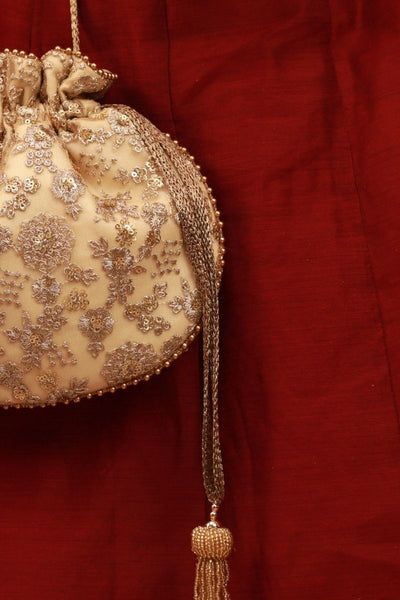Ada Embroidered Potli - Gold