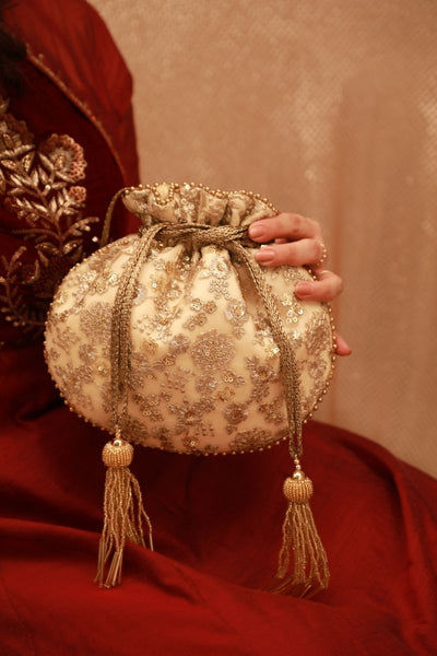 Ada Embroidered Potli - Gold