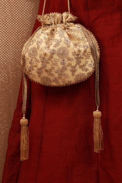 Ada Embroidered Potli - Gold
