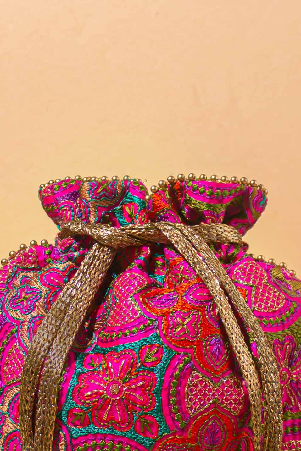 AMYRA Amna Embroidered Potli bag - Pink