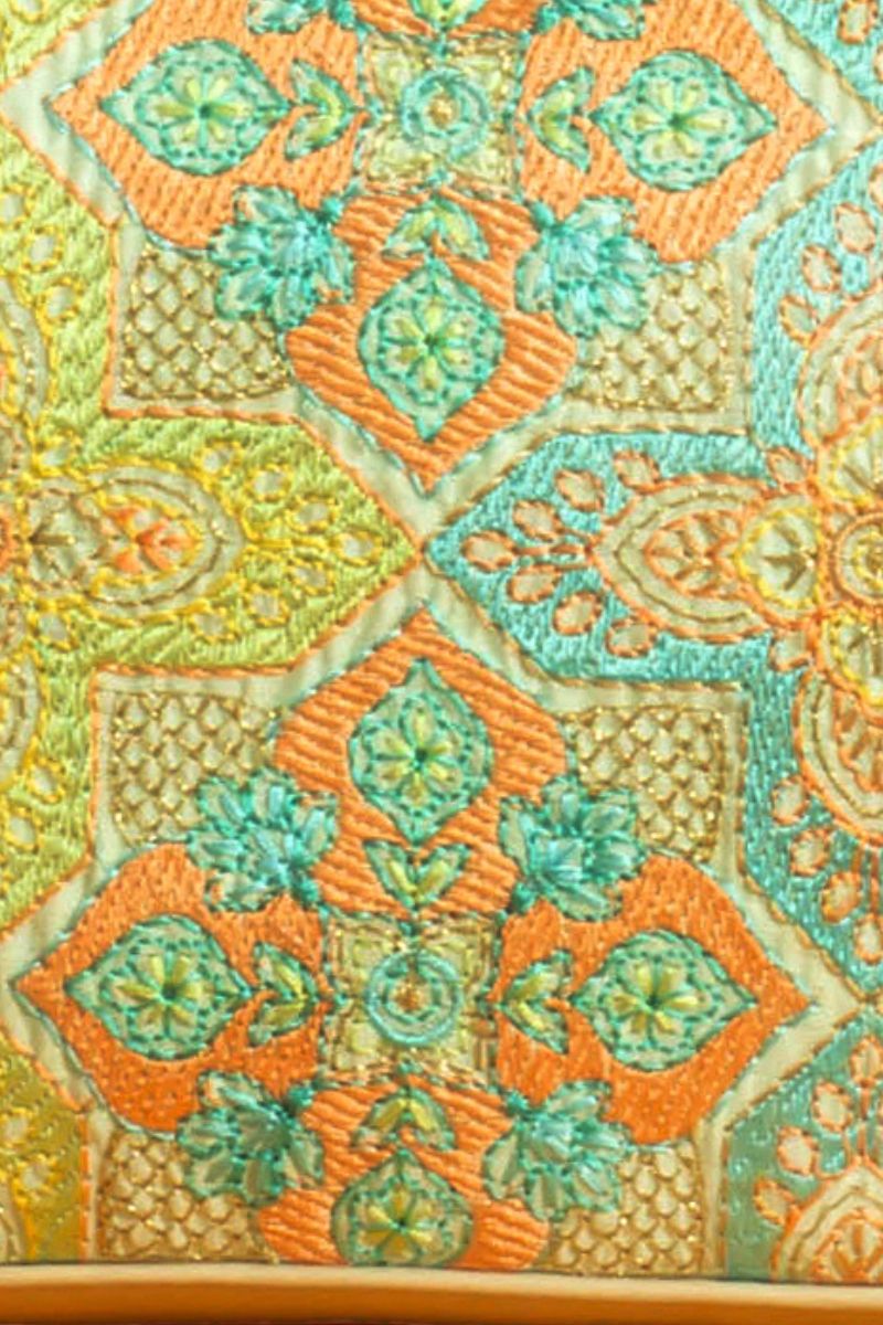 Amna thread embroidered Handbag - Mint