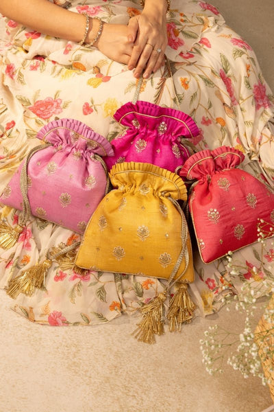 Anahira Embroidered Potli - Rose
