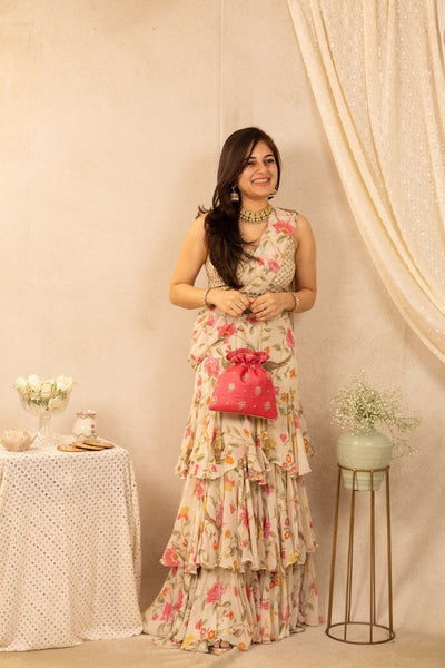 Anahira Embroidered Potli - Rose