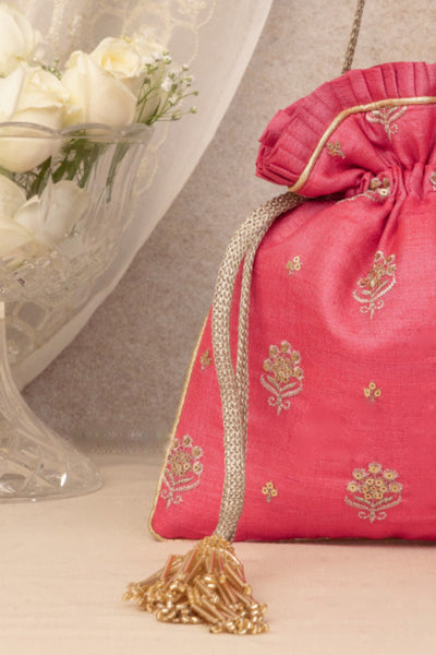 Anahira Embroidered Potli - Rose
