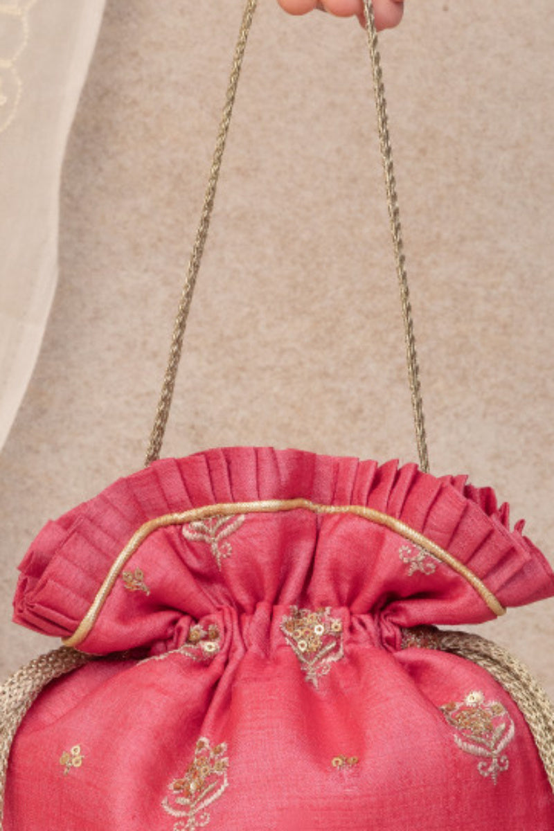 Anahira Embroidered Potli - Rose
