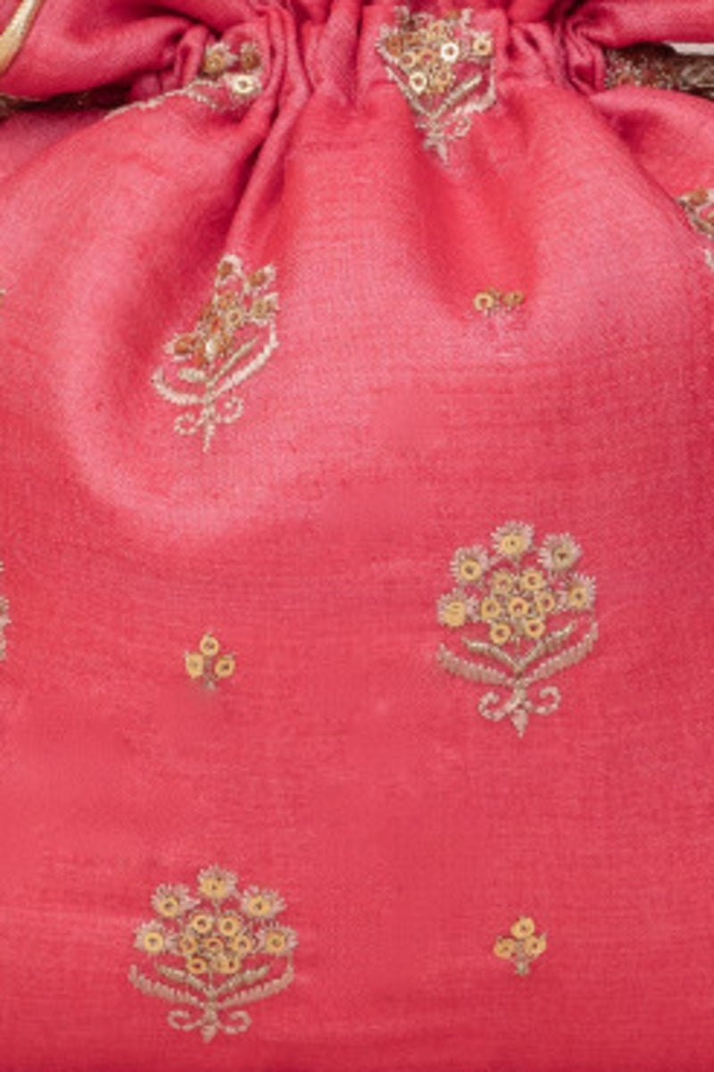 Anahira Embroidered Potli - Rose