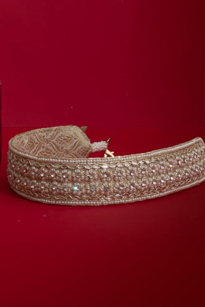 Anahi Embroidered Brocade Mini Potli - Ivory