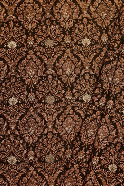 Anantam Handwoven Raw Silk Gold Zari Fabric - Black