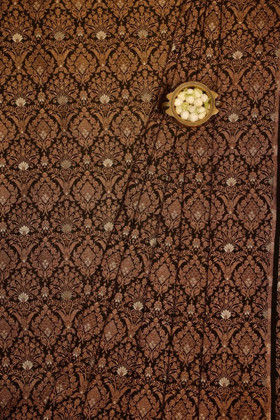 Anantam Handwoven Raw Silk Gold Zari Fabric - Black