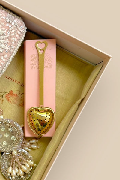 Rakhi Hamper - Anouk Pure Banarasi Silk Potli - Pink - Care & Accessory Box