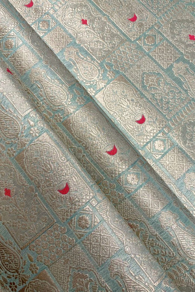 Anouk Handloom Katan Silk with Water Gold Zari Fabric - Pastel Green