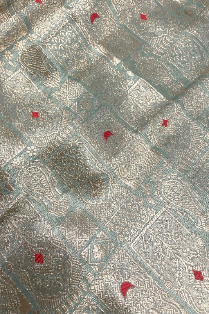 Anouk Handloom Katan Silk with Water Gold Zari Fabric - Pastel Green