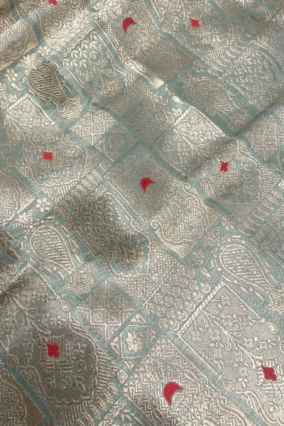 Anouk Handloom Katan Silk with Water Gold Zari Fabric - Pastel Green