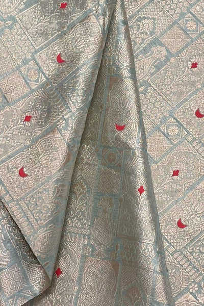 Anouk Handloom Katan Silk with Water Gold Zari Fabric - Pastel Green