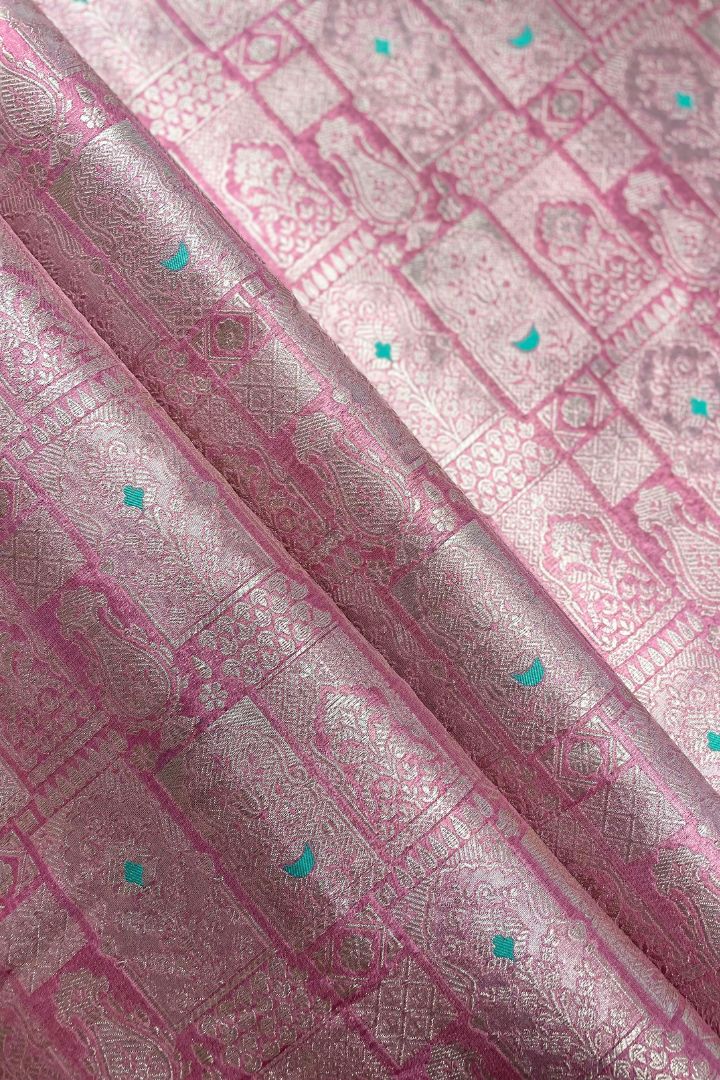 Anouk Handloom Katan Silk with Water Gold Zari Fabric - Pastel Pink