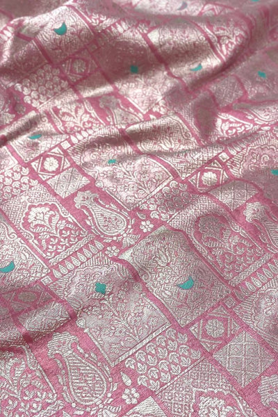 Anouk Handloom Katan Silk with Water Gold Zari Fabric - Pastel Pink