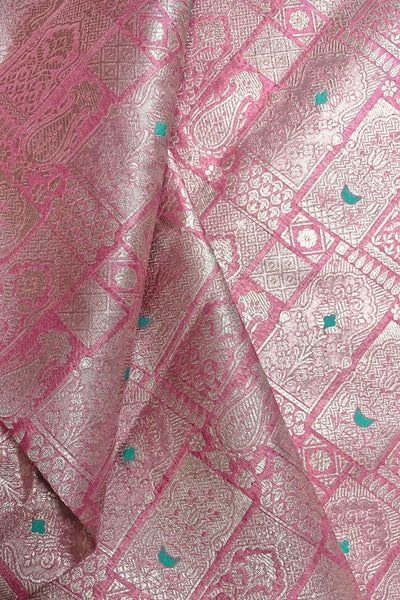 Anouk Handloom Katan Silk with Water Gold Zari Fabric - Pastel Pink