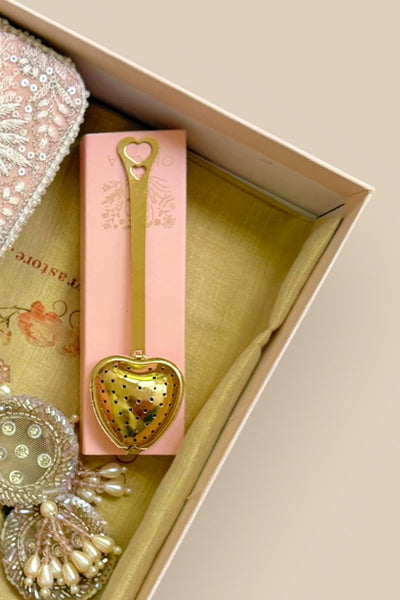 Gift Hamper - Anouk Pure Banarasi Silk Potli - Pink - Care & Accessory Box