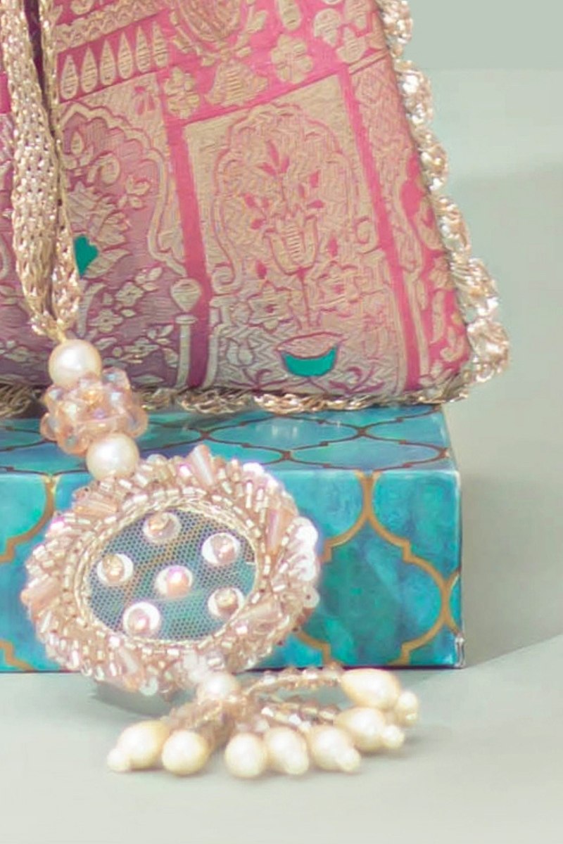 Anouk Pure Banarasi Silk Potli - Pink