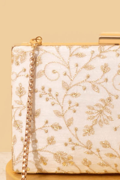 Antaria Embroidered Clutch - Off white