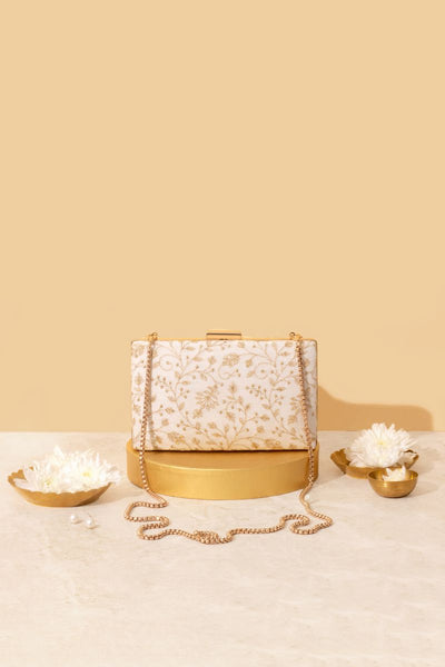Antaria Embroidered Clutch - Off white