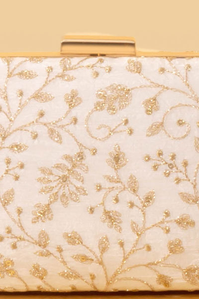 Antaria Embroidered Clutch - Off white
