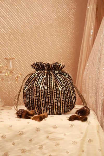 Antique Black Embroidered Potli