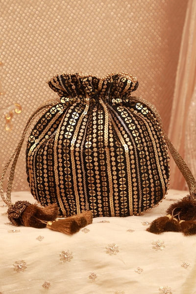 Antique Black Embroidered Potli