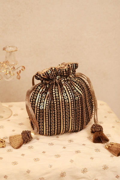 Antique Black Embroidered Potli