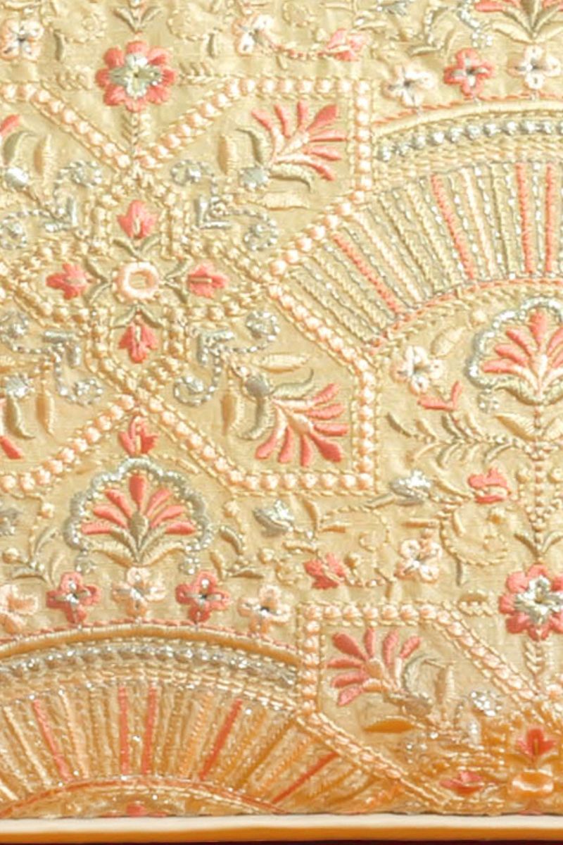 Astra thread embroidered Handbag - Beige