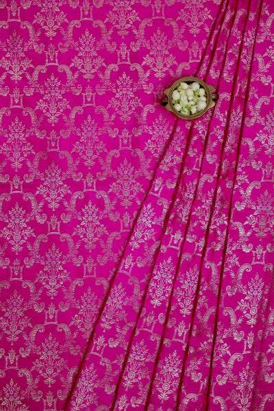 Avni Handloom Raw Silk with Gold Zari Fabric - Pink