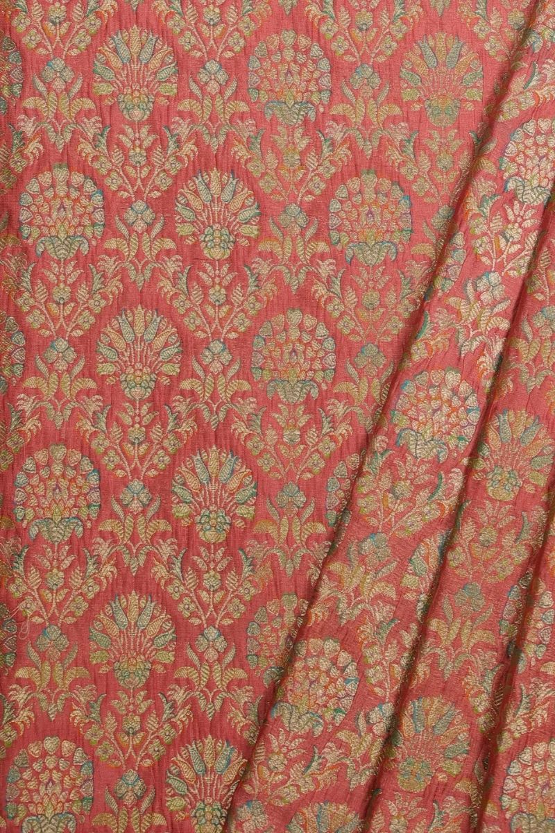 Bahati handloom Dupion Brocade Silk fabric - multicolor