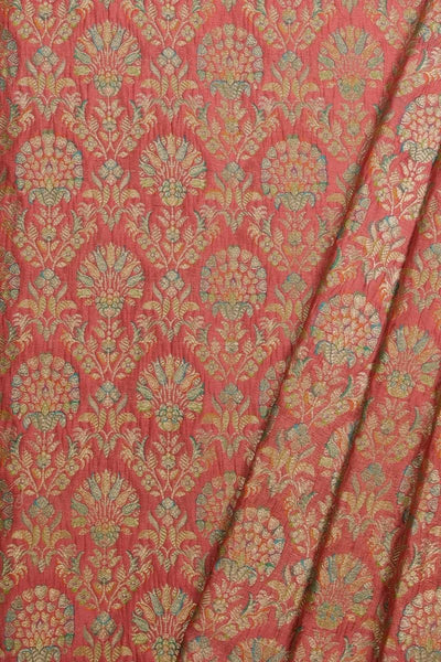 Bahati handloom Dupion Brocade Silk fabric - multicolor