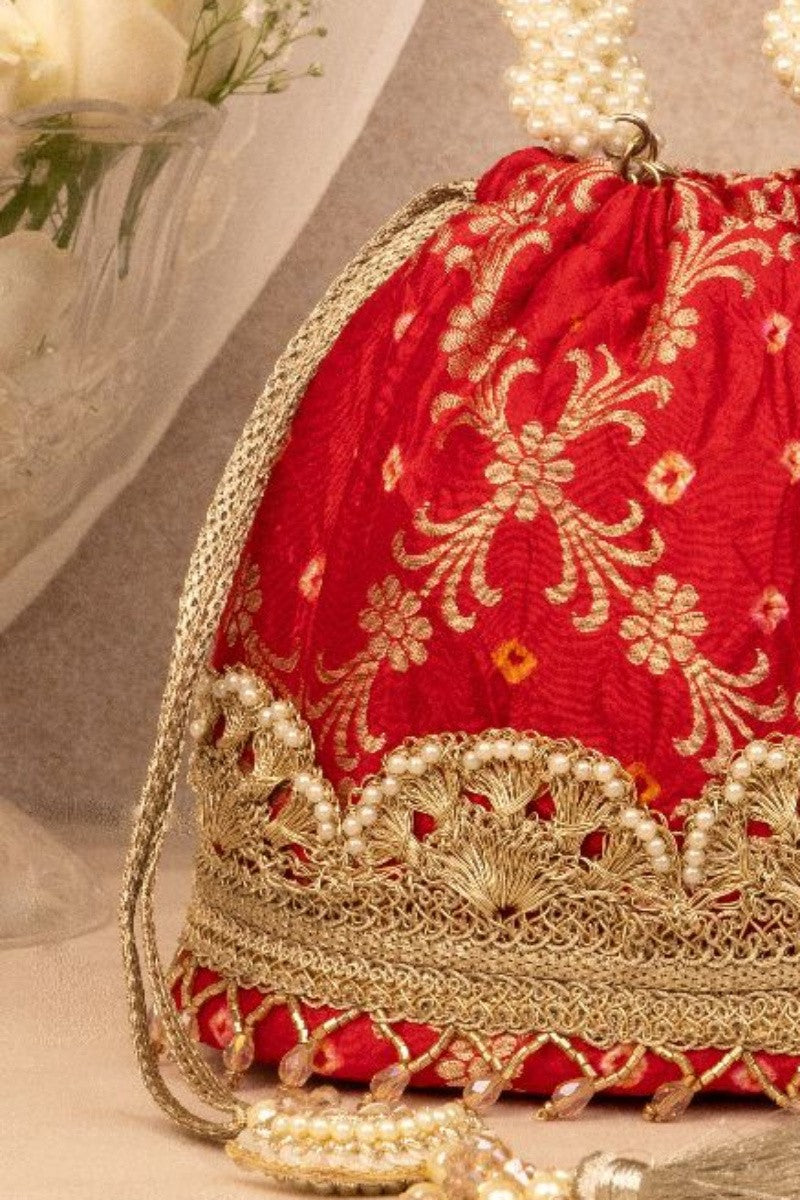 Bandhani Bucket bag - Red