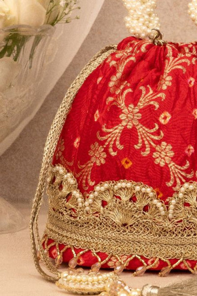 Bandhani Bucket bag - Red