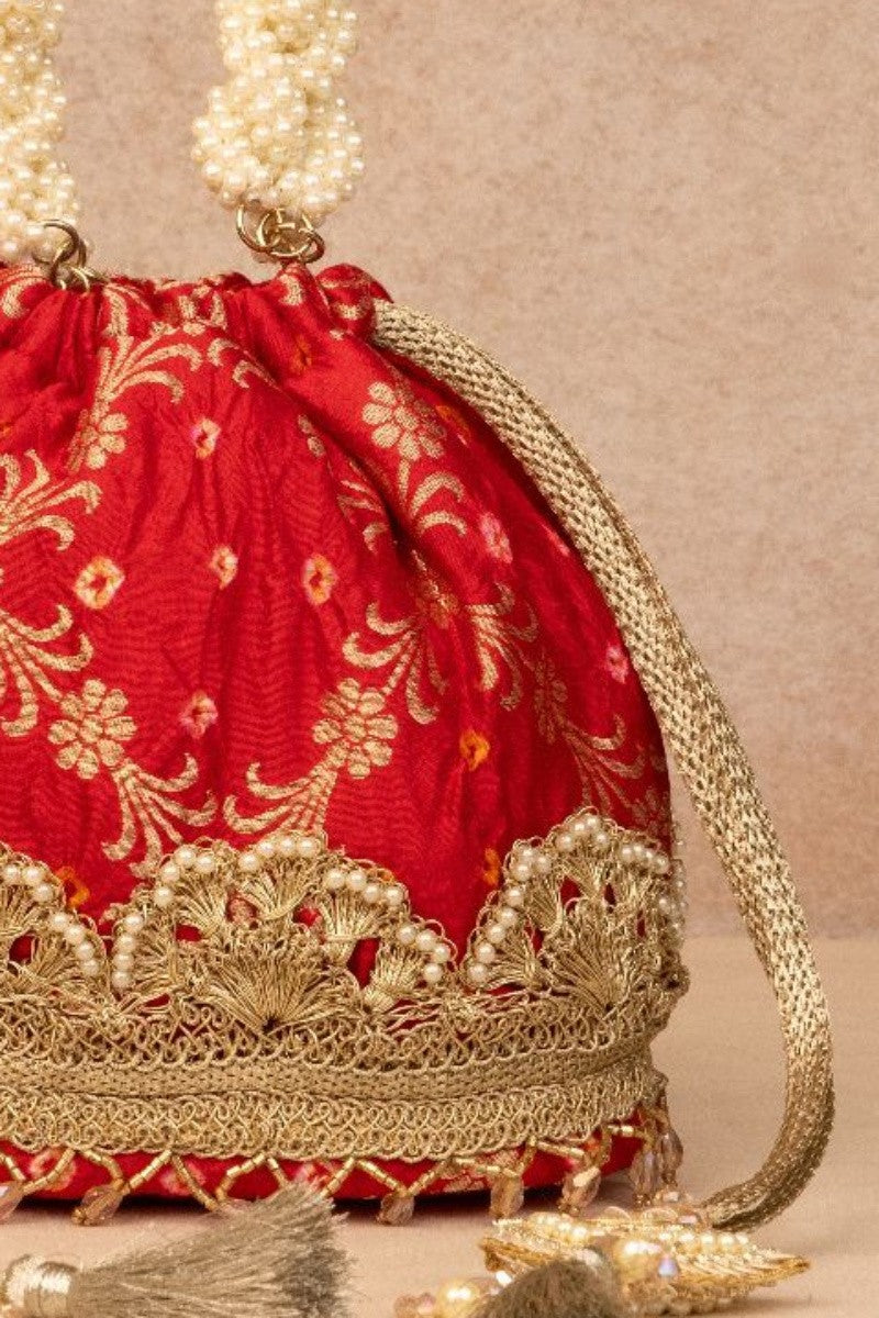 Bandhani Bucket bag - Red