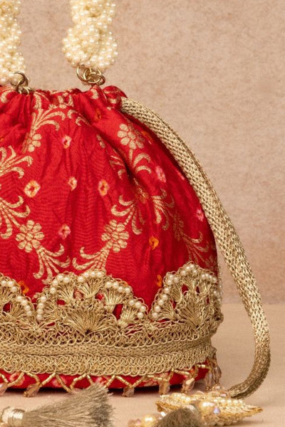 Bandhani Bucket bag - Red
