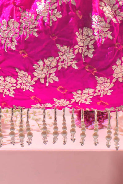AMYRA Bandhani pure silk vintage purse - Hot Pink