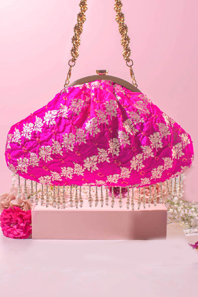 AMYRA Bandhani vintage purse - Hot Pink