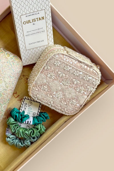 Rakhi Hamper - Chakori Pure Banarasi Silk Box Clutch - Multi color - Care & Accessory Box