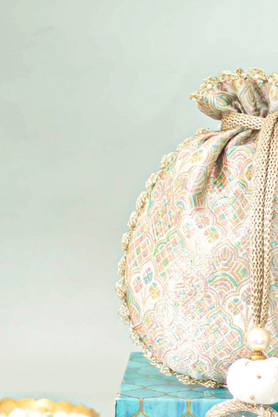 Chakori Pure Banarasi Silk Potli - Multicolor