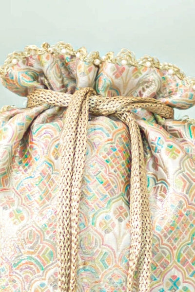 Chakori Pure Banarasi Silk Potli - Multicolor