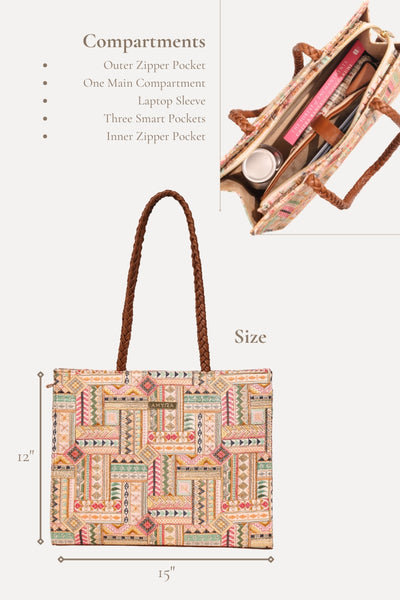 Cora Embroidered Multicolor Box Tote Bag