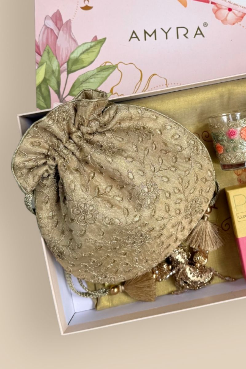 Diwali Gift Hamper - Tarang Gold potli - Fragrance & Candle Box