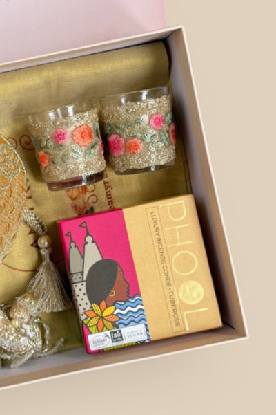 Diwali Gift Hamper - Tarang Mustard potli - Fragrance & Candle Box