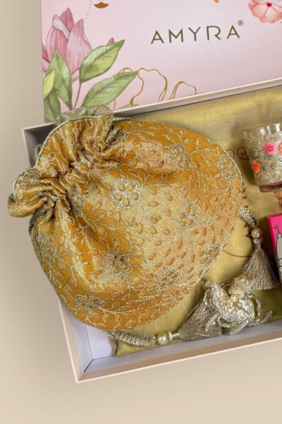 Diwali Gift Hamper - Tarang Mustard potli - Fragrance & Candle Box