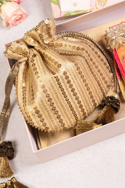 Gift Hamper - Antique Gold Potli - Home and Candle Box