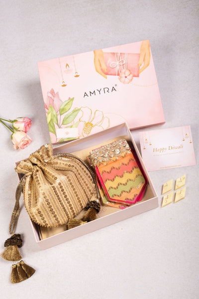 Gift Hamper - Antique Gold Potli - Home and Candle Box